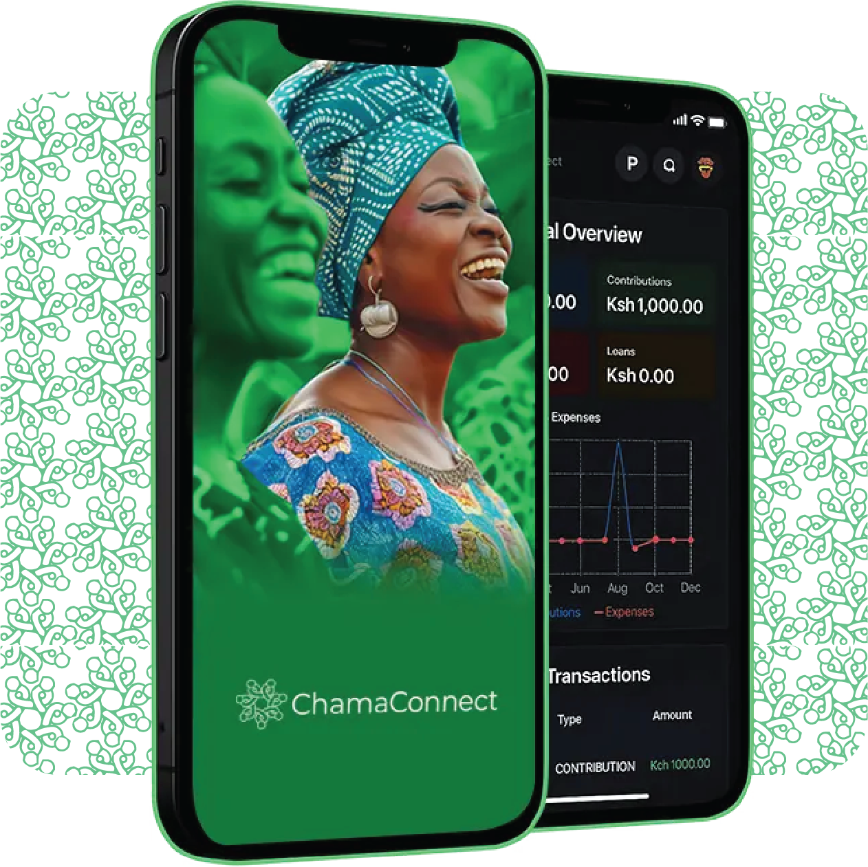 Chama Connect mobile app on phones